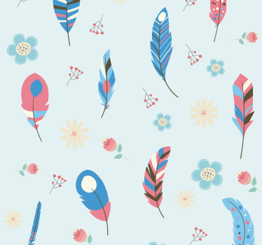 Carta da parati per ragazzi animali piume colorate - TenStickers