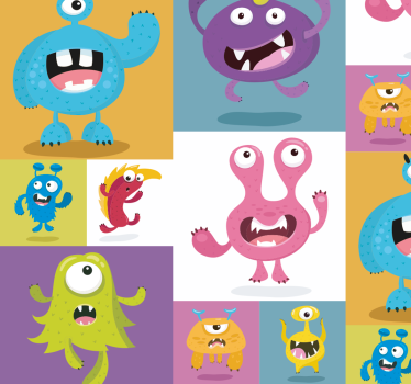 Carta da parati bambini mostriciattoli colorati - TenStickers