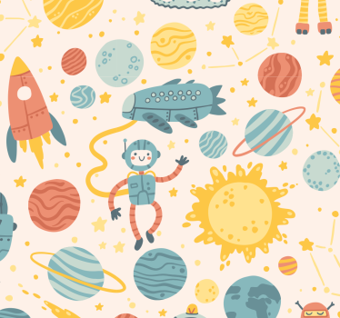 Carta da parati cameretta scena di avventura spaziale - TenStickers