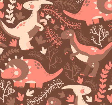 Carta da parati cameretta Dinosauri e foglie - TenStickers