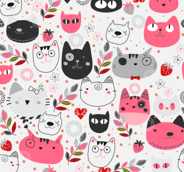 Carta da parati con animali Gatti illustrati - TenStickers