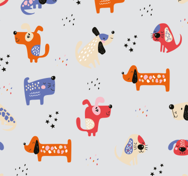 Carta da parati con animali Cani illustrati - TenStickers