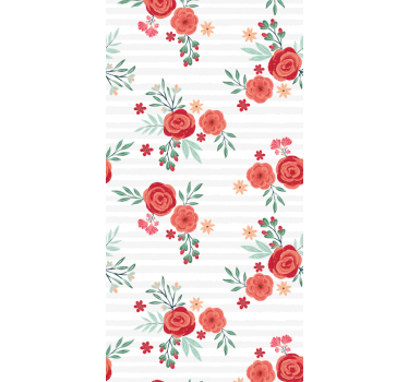 Carta da parati floreale motivo floreale a strisce - TenStickers
