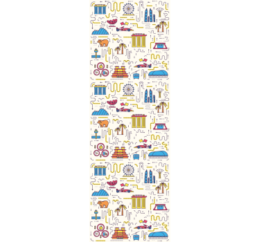 Carta da parati città divertimento sul paesaggio urbano - TenStickers