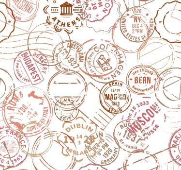 Carta da parati città motivo del passaporto timbrato - TenStickers