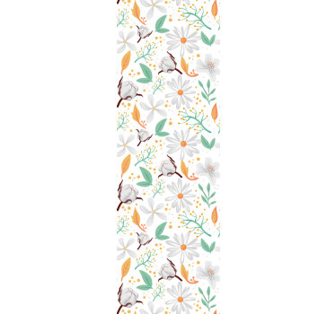 Carta da parati floreale fiori di cotone botanico - TenStickers