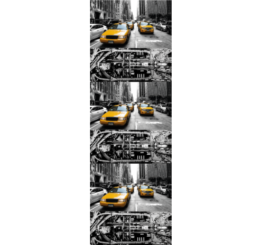 Carta da parati città scena di taxi urbano - TenStickers