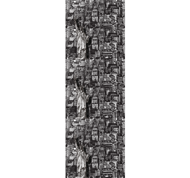 Carta da parati città collage urbano della statua - TenStickers