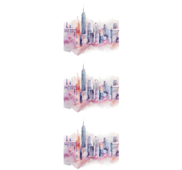 Carta da parati città acquerello urbano - TenStickers