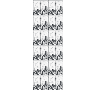 Carta da parati città schizzo dello skyline urbano - TenStickers