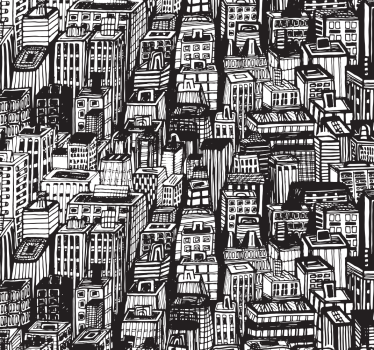 Carta da parati città caos dello schizzo urbano - TenStickers