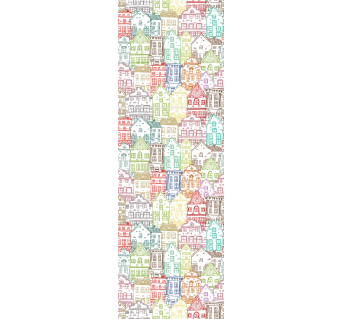 Carta da parati città modello di casa a schiera - TenStickers