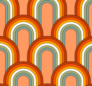 Carta da parati soggiorno modello arcobaleno degli anni '70 - TenStickers