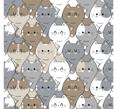 Carta da parati bambini illustrazione dei gatti - TenStickers