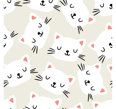Carta da parati bambini disegno della faccia di gatto bianco - TenStickers