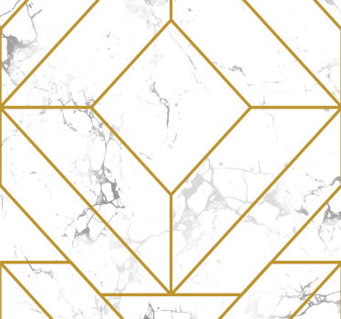 Carta da parati soggiorno oro e bianco geometrico - TenStickers