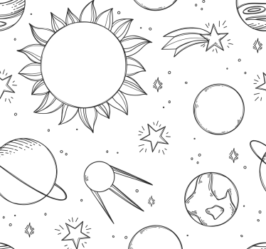Carta da parati cameretta scarabocchio spaziale - TenStickers