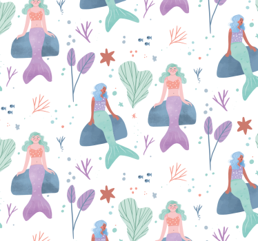 Carta da parati cameretta fantasia di sirene - TenStickers