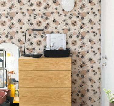 Carta da parati floreale motivo elegante beige fiorito - TenStickers