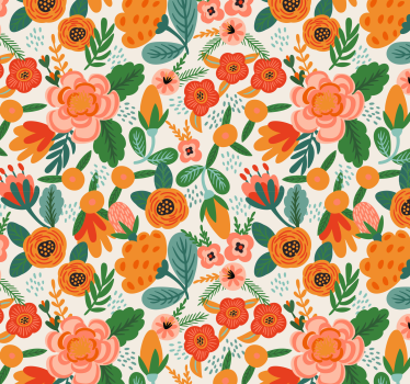 Carta da parati floreale illustrazione floreale - TenStickers