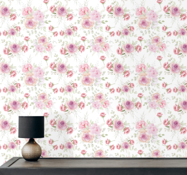 Carta da parati a fiori Motivo rosa e selvaggio - TenStickers