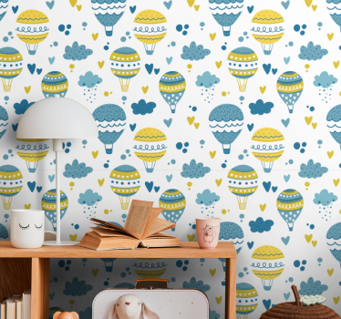 Carta da parati cameretta palloncini blu e gialli - TenStickers