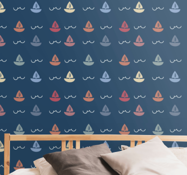 Carta da parati cameretta motivo barche a vela - TenStickers