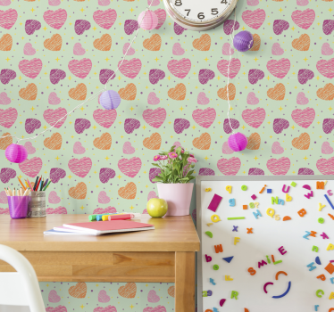 Carta da parati camera ragazzi motivo a cuore colorato - TenStickers