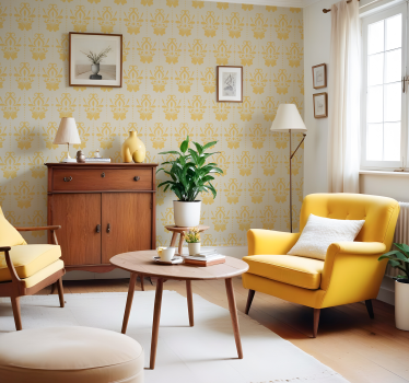 Carta da parati barocco giallo crema - TenStickers