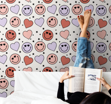 Carta da parati camera ragazzi motivo cuore sorridente - TenStickers