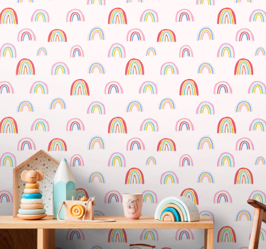 Carta da parati cameretta motivi arcobaleno colorati - TenStickers