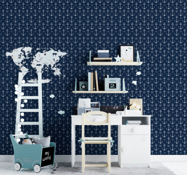 Carta da parati blu navy modello di ancoraggio - TenStickers