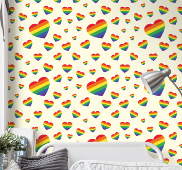 Carta da parati camera ragazzi cuori arcobaleno - TenStickers