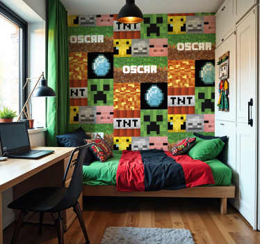 Carta da parati camera ragazzi motivo geometrico da gioco - TenStickers