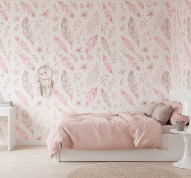 Carta da parati camera ragazzi piume rosa - TenStickers
