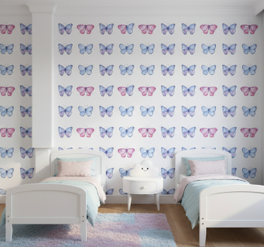 Carta da parati cameretta ali blu e rosa - TenStickers
