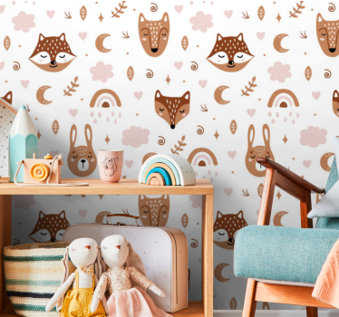 Carta da parati bambini animali carini e arcobaleni - TenStickers