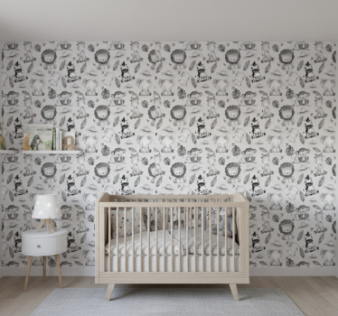 Carta da parati cameretta animali grigi baby - TenStickers
