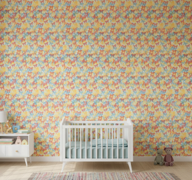 Carta da parati cameretta arancione giallo e blu - TenStickers