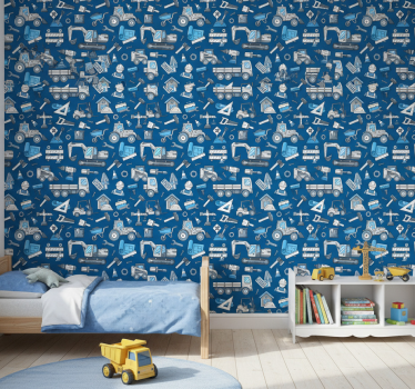 Carta da parati cameretta attrezzature da costruzione - TenStickers