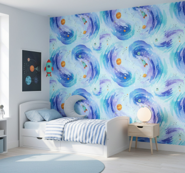 Carta da parati cameretta blu chiaro galassia - TenStickers