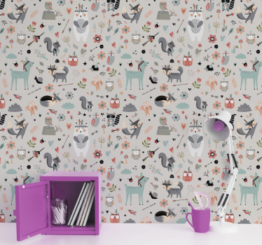 Carta da parati con fiori e animali - TenStickers