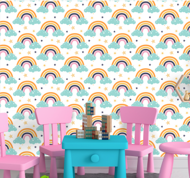 Carta da parati cameretta cielo stellato arcobaleno - TenStickers