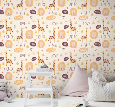 Carta da parati cameretta cuccioli di giraffe della giungla - TenStickers