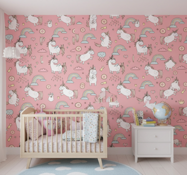 Carta da parati cameretta delizioso unicorno magico - TenStickers