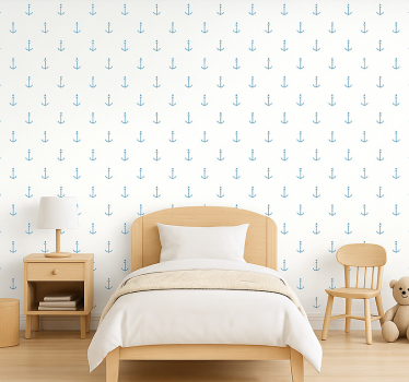 Carta da parati cameretta design ancora blu - TenStickers