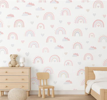 Carta da parati cameretta design arcobaleno rosa - TenStickers