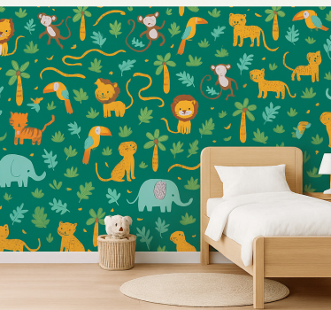 Carta da parati cameretta design giungla semplice bambini - TenStickers