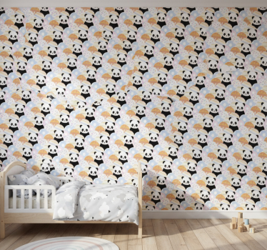 Carta da parati cameretta design panda patchwork - TenStickers