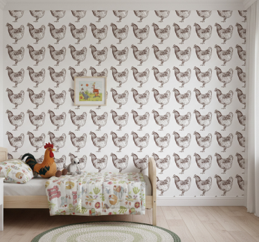 Carta da parati cameretta design pollo originale - TenStickers